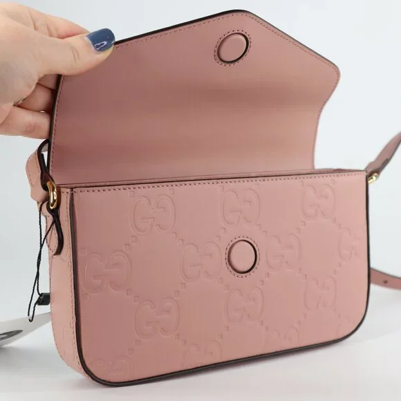 *NEW* Gucci Calfskin GG Super Mini Shoulder Bag Soft Pink - Picture 8 of 11